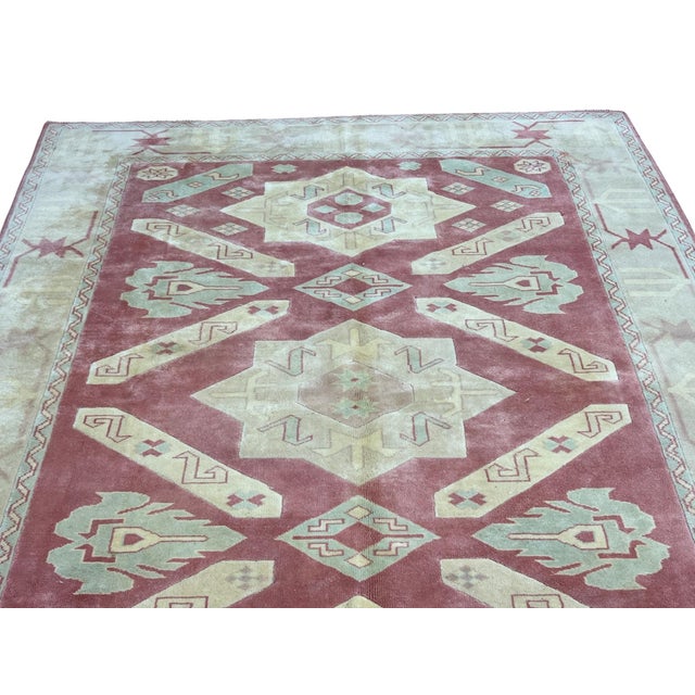 Tribal Vintage Turkish Hand Knotted Wool Rug 6’9” X 9’7” For Sale - Image 3 of 6