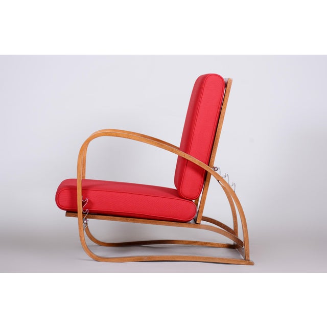 Czech Art Deco Oak Lounge Chairs attributed to J. Halabala for Up Závody, 1930s, Set of 2 For Sale - Image 6 of 13
