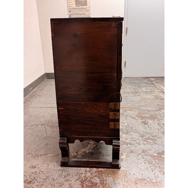 Brown Korean Drop Front Storage Desk, Antique For Sale - Image 8 of 12