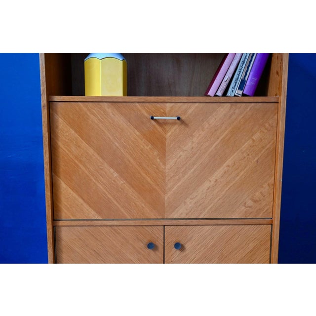 Vintage Chevron Marquetry Secretaire in Oak, 1950s For Sale - Image 9 of 18