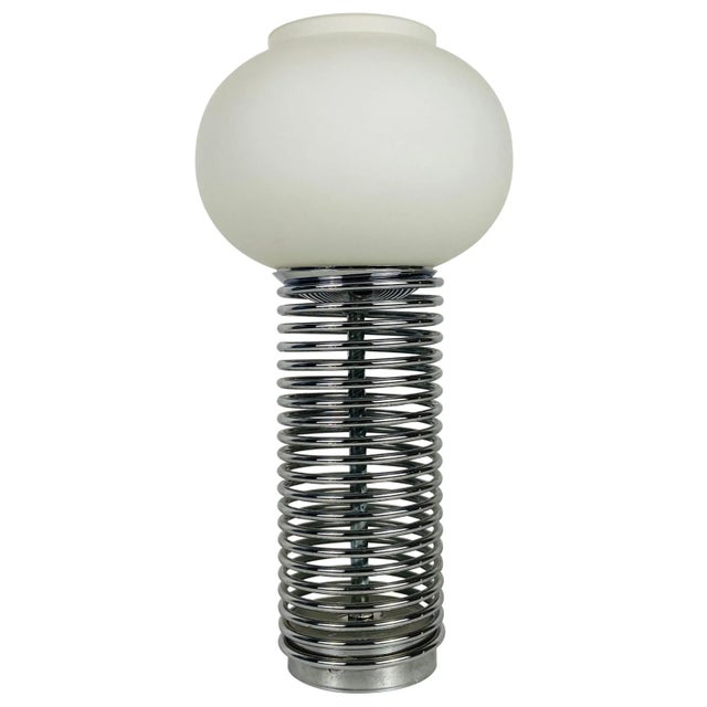 Chrome and Opal Glass Table Lamp, Italy, 1960s For Sale - Image 11 of 11