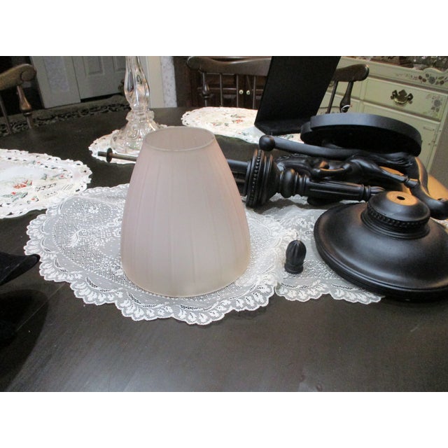 Vintage Outdoor Huge Heavy Estate Ranch Horse House Light Glass Shade Lamp 30" Tall For Sale - Image 10 of 10