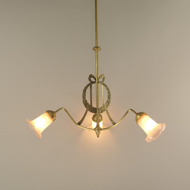 Art Nouveau Three-Arm Chandelier with Empire Motifs, France, 1910s For Sale - Image 6 of 14