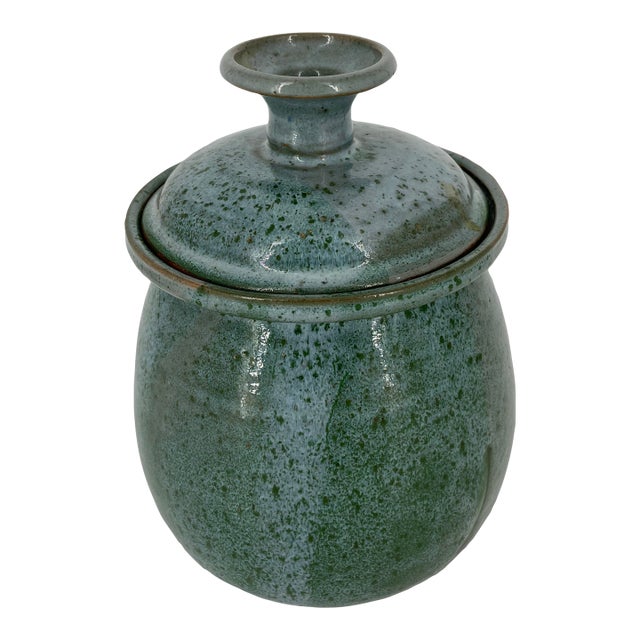 Speckled Art Pottery Lidded Jar For Sale