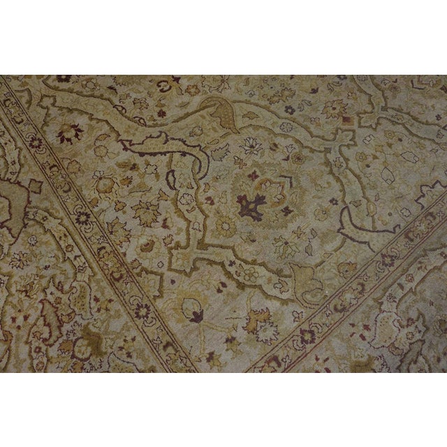 1890s Beige Floral Antique Hand Knotted Indian Amritsar Rug 11' X 17' Wool Carpet For Sale - Image 4 of 7