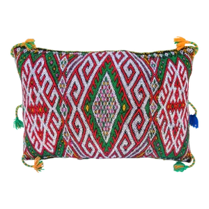 Mid 20th Century Diamond-Patterned Pillow With Colorful Berber Tattoos