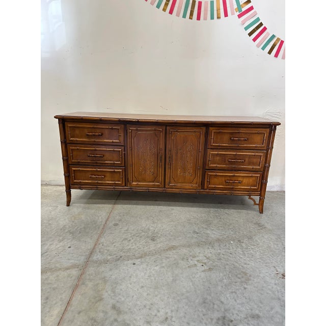 1950s Vintage Dixie Aloha Faux Bamboo Triple Dresser For Sale - Image 12 of 13