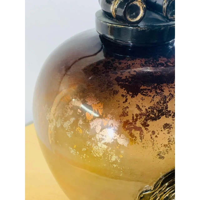 Vintage Asian Amber Glass Vase or Urn For Sale - Image 4 of 13