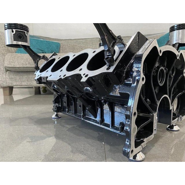Black Industrial V8 Motor Block Coffee Table For Sale - Image 8 of 14