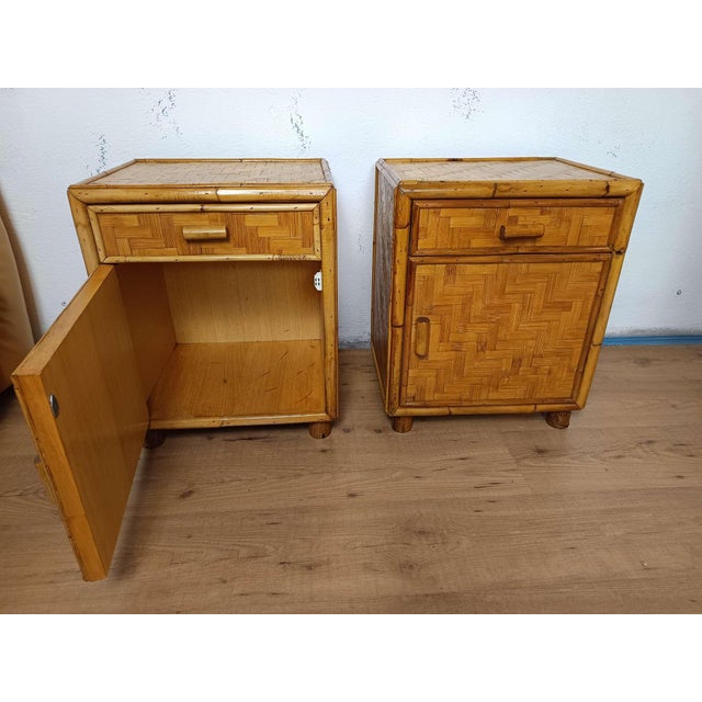 Vintage Bamboo Bedside Tables, 1970s, Set of 2 For Sale - Image 11 of 18