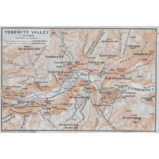 1909 Antique Map of the Yosemite Valley For Sale - Image 4 of 4