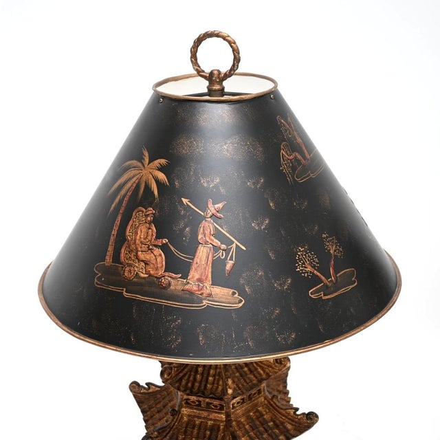 Antique Chinoiserie Oriental Lacquered Table Lamps, 1970s, Set of 2 For Sale - Image 6 of 14