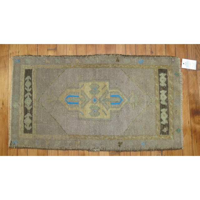 Mid 20th Century Lavender Electric Blue Vintage Turkish Oushak Throw Rug For Sale - Image 5 of 5