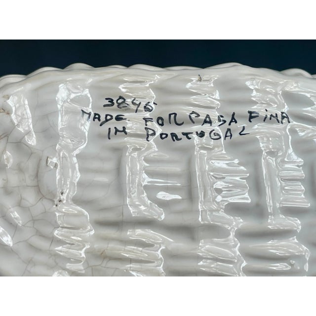 Ceramic Vintage Casa Fina Portugal White Ceramic Easter Basket For Sale - Image 7 of 7