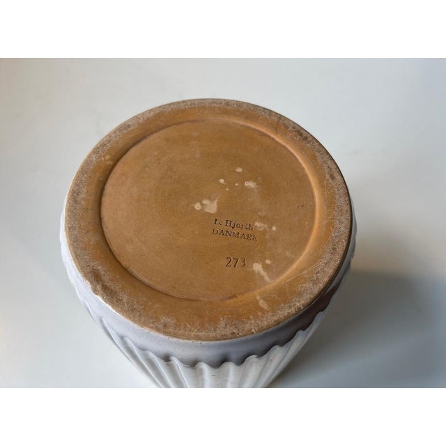 1940s Art Deco Fluted White Ceramic Vase by L. Hjorth, 1940s For Sale - Image 5 of 10