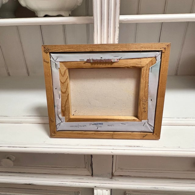 Vintage Coastal Seascape Pink Sunset Breaking Waves Original Oil on Canvas Painting Signed and Framed For Sale - Image 10 of 13