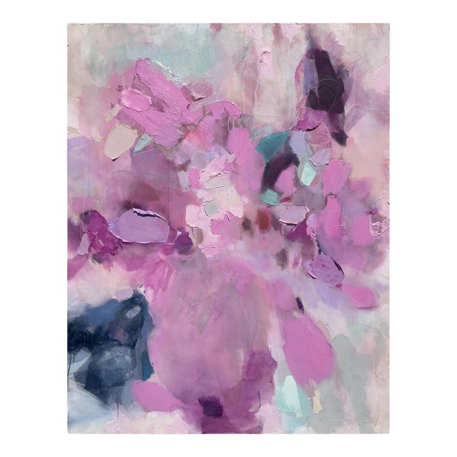 "Blame It on the Twilight" Dimensional Abstract in Plum and Orchid For Sale