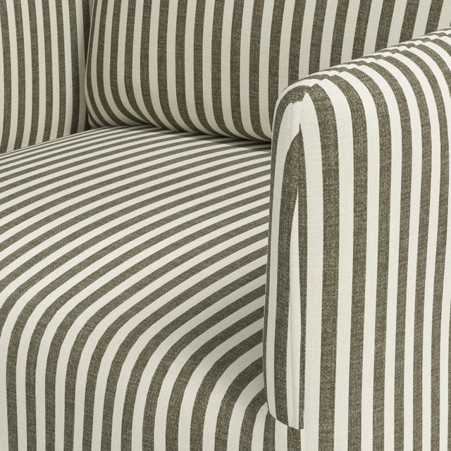 Textile Stoffer Home x Cloth & Company Lindy Slipcover Dining Arm Chair in Jane stripe laurel For Sale - Image 7 of 7