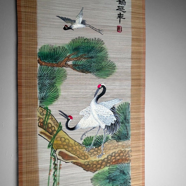 Wood Vintage Japanese Bamboo Scroll, 1970s For Sale - Image 7 of 10