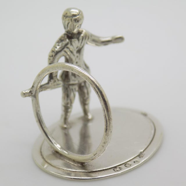 Vintage Dutch Handmade Genuine Silver 835 Child with Hoop Figurine, 1970s For Sale - Image 11 of 11