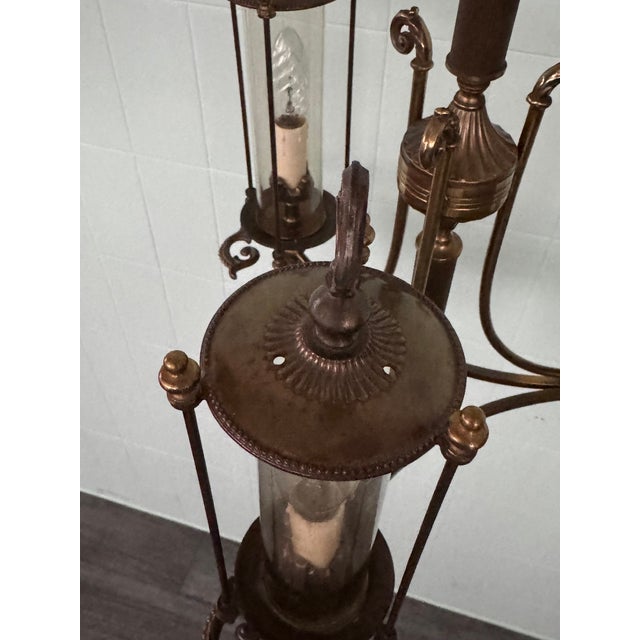 Neoclassical Empire Brass and Glass Chandelier, 1950s For Sale - Image 10 of 18