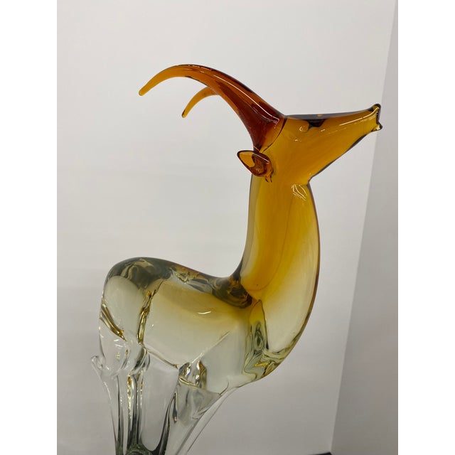 1950s 1950s Salviati Murano Hand Formed Italian Glass Red Amber Antelope For Sale - Image 5 of 12