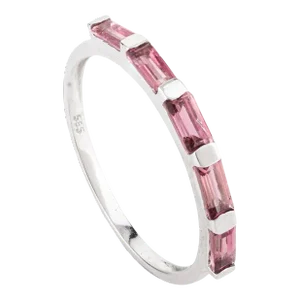 Modern Chic Eternity Band With Baguette Cut Natural Pink Tourmaline Size 7