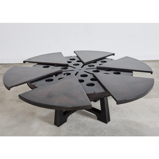 L. Rossi Expandable Round Chinoiserie Lacquered Dining Table 7 Ft For Sale - Image 16 of 18