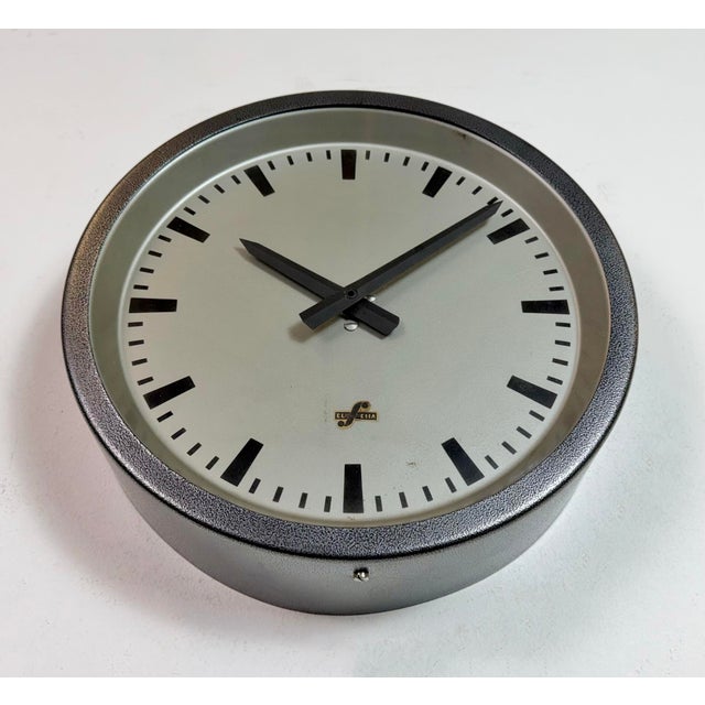 Vintage Industrial Factory Wall Clock from Elfema, 1960s For Sale - Image 6 of 17