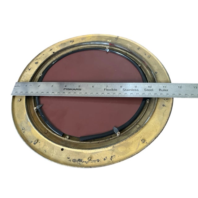 Mid 20th Century Vintage Brass Porthole Mirror Äî 11.5Äù Round Nautical Wall Mirror For Sale - Image 5 of 6