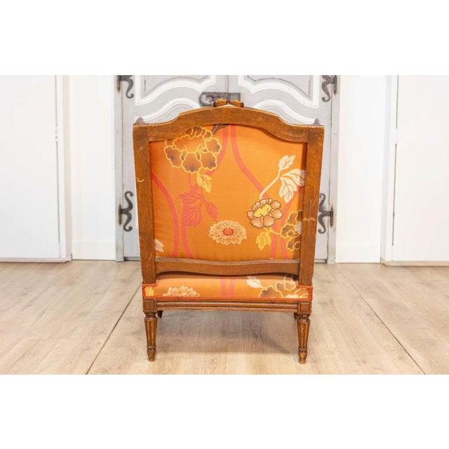 20th Century French Walnut Chair and Ottoman For Sale - Image 10 of 14