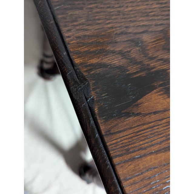 Antique Oak William & Mary Side Table With Cross Stretcher For Sale - Image 15 of 15
