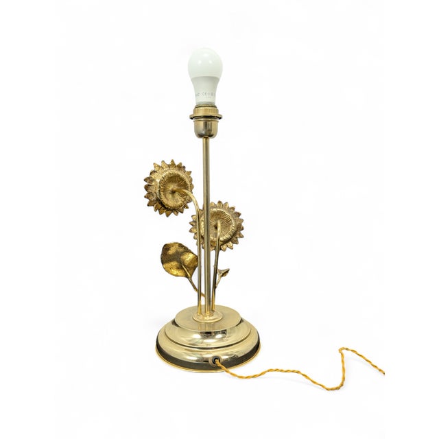 Brass Sunflower Table Lamp For Sale - Image 3 of 8