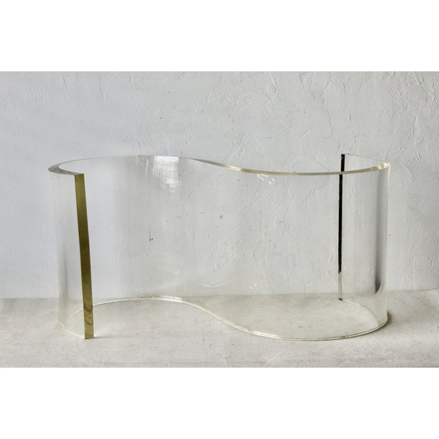 1970s Vladimir Kagan Style Biomorphic Curved Lucite Coffee Table Base For Sale - Image 9 of 9