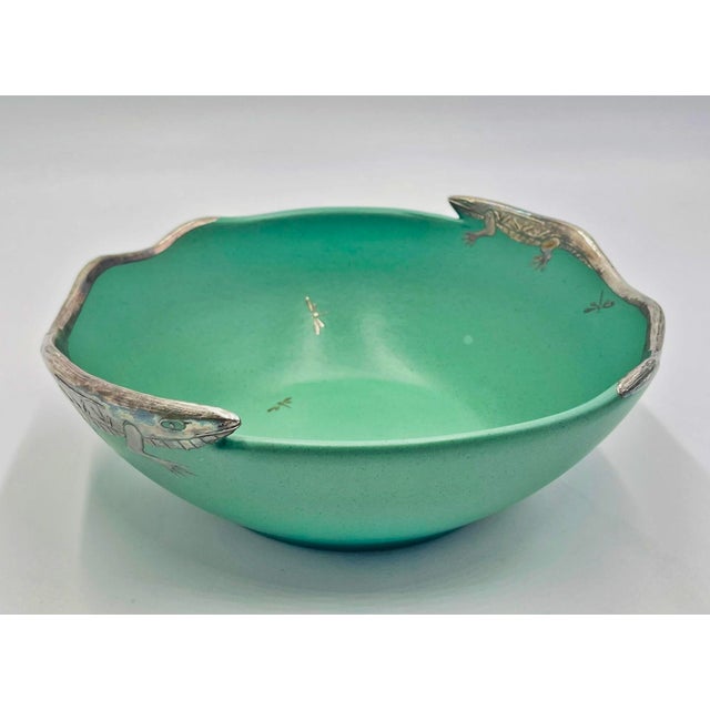 Green Emilia Castillo Porcelain & Pure Silver Lizard Bowl, Taxco Mexico, Signed 1996 For Sale - Image 8 of 18
