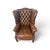 Set of Vintage English Chesterfield Leather Wingback Chair with Ottoman, 1990s For Sale - Image 3 of 9