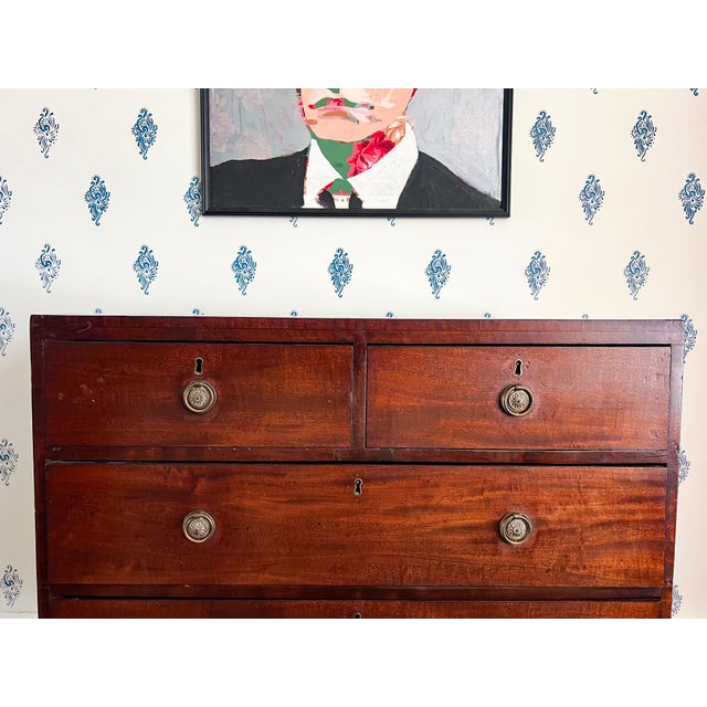 Brown Early 1800s Antique British Neoclassical Mahogany Chest of Drawers For Sale - Image 8 of 14