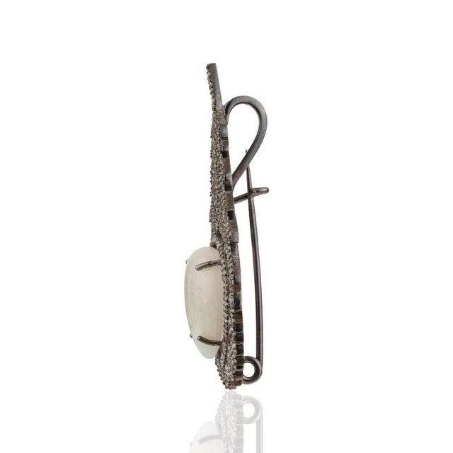Handcrafted Peacock Plume Brooch Pendant in Sterling Silver For Sale - Image 6 of 12