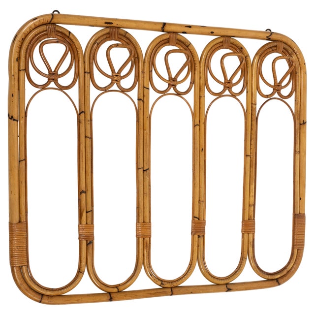 Midcentury Bamboo and Rattan Coat Rack Stand, Italy, 1960s For Sale