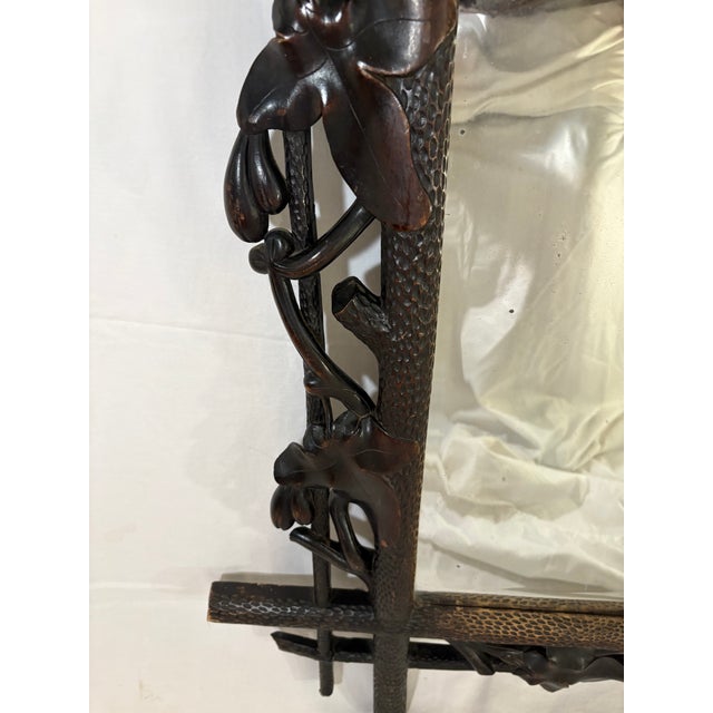 Stunning, Delicate Hand-Carved Antique Black Forest Walnut Mirror 1897 Austria For Sale - Image 4 of 14