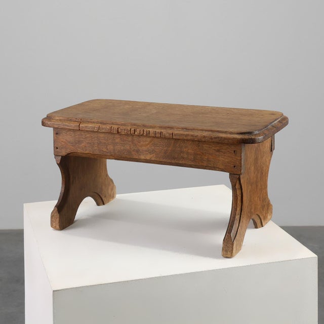 Small French Provincial Rustic Oak Bench, 1800s For Sale - Image 10 of 10