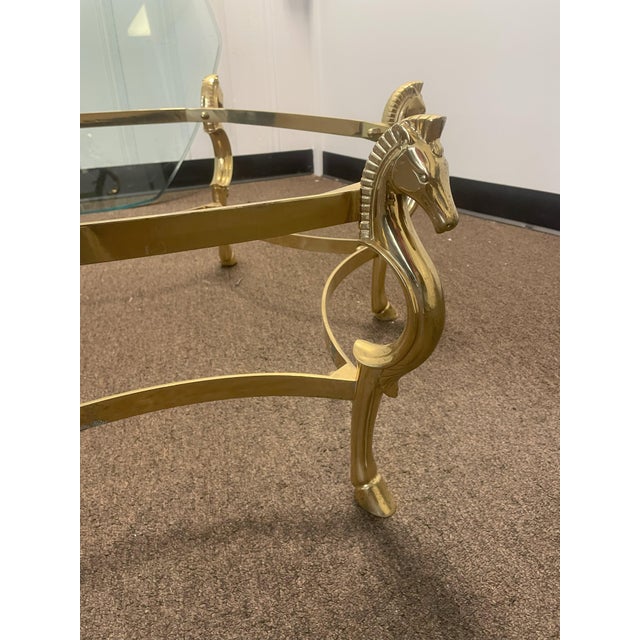 Gold 1970s Italian MCM Brass & Glass Seahorse Coffee Table For Sale - Image 8 of 11