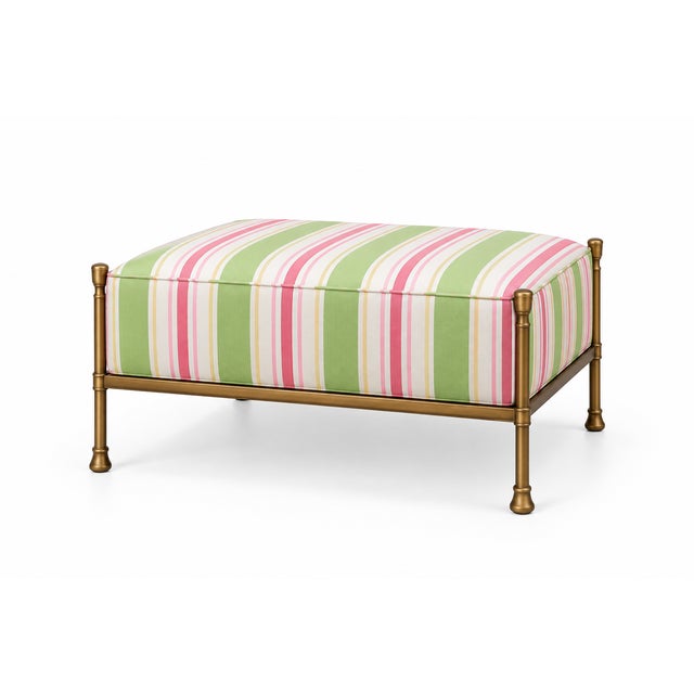 Outdoor Jerome Ottomans in Reed Brass Finish from Michael Taylor, Set of 2 For Sale - Image 4 of 4