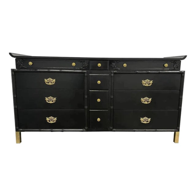 Mid 20th Century Rare Chinoiserie Pagoda Style Walnut Dresser For Sale