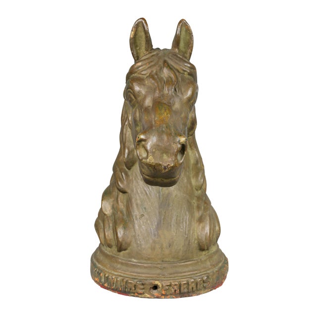 French French Cast Iron Horse Head Hitching Post For Sale - Image 3 of 11