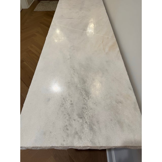 Architectural Marble & Onyx Console Table With Blackened Iron Base For Sale - Image 4 of 8