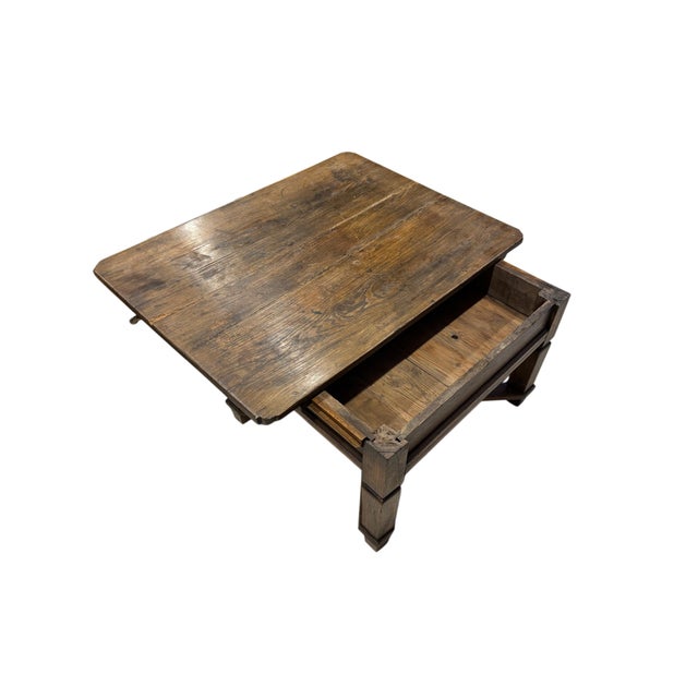 English Antique English Oak Accent Coffee Table With Single Drawer For Sale - Image 3 of 4