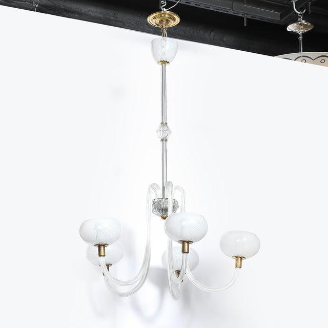 Mid-Century Hand-Blown Murano Glass 5-Arm Chandelier by Barovier & Toso For Sale - Image 9 of 18