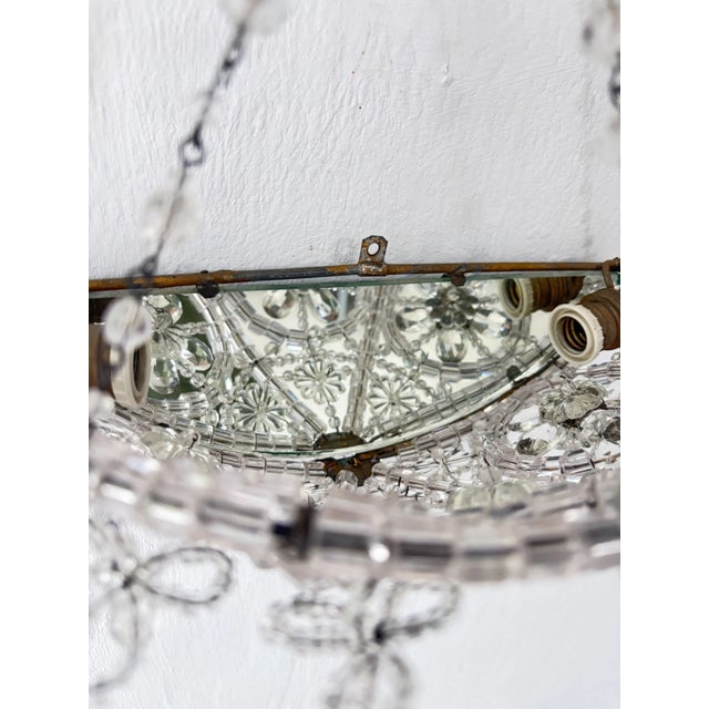 Italian Italian Crystal Beaded Basket Mirrors Sconces, Circa 1920 Rare For Sale - Image 3 of 12