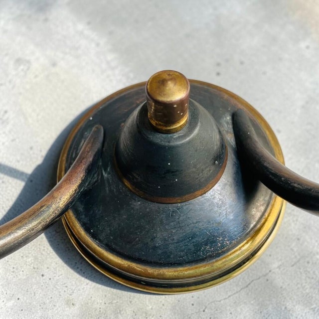 Brown Mid-Century Portuguese Brass and Glass Double Wall Sconces, 1960s, Set of 2 For Sale - Image 8 of 10